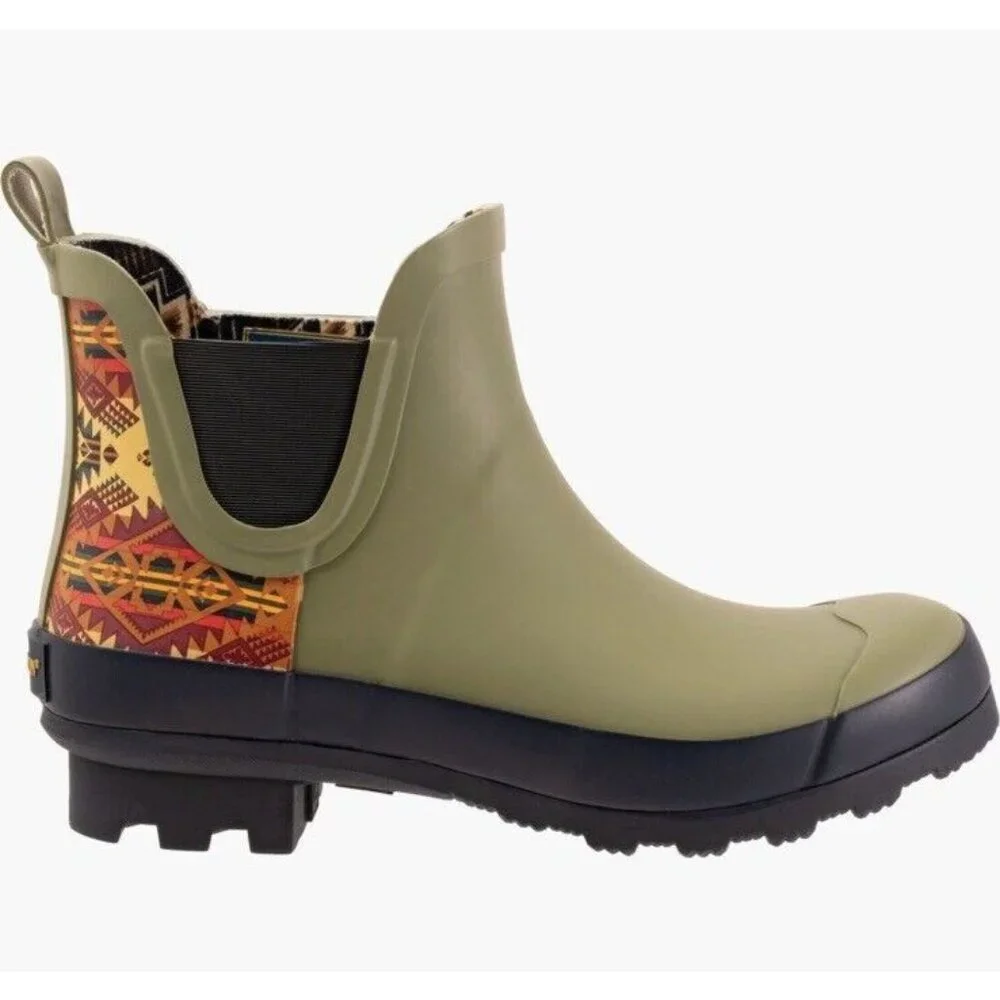 Pendleton Journey West Chelsea Rubber‎ Rain Boots Moss Aztec Womens Sz 6 NEW